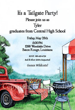 Football Truck Tailgate Party Invitations, Red tailgate invitation tailgating invitation tailgate invitations tailgating invitations truck high school college